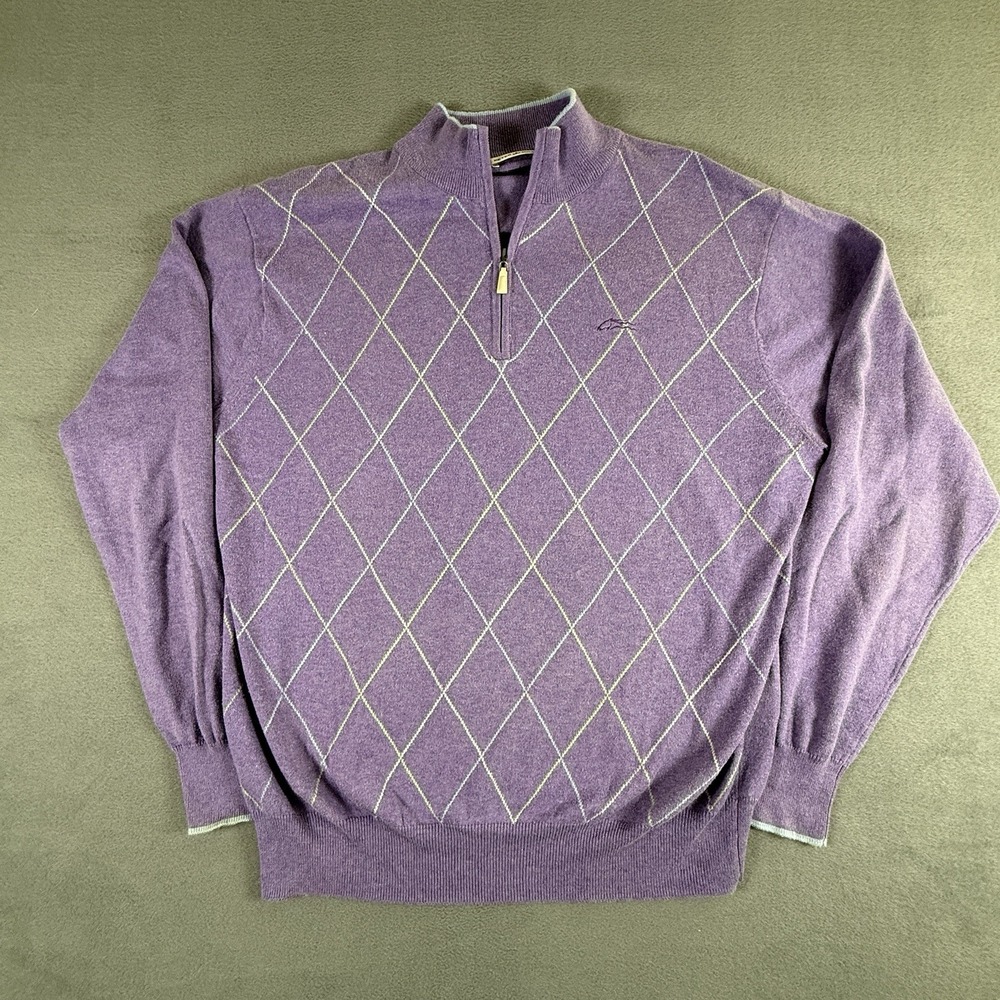 Peter Millar Cashmere Luxury Blend Golf 1/4 Zip‎ Argyle Sweater Medium